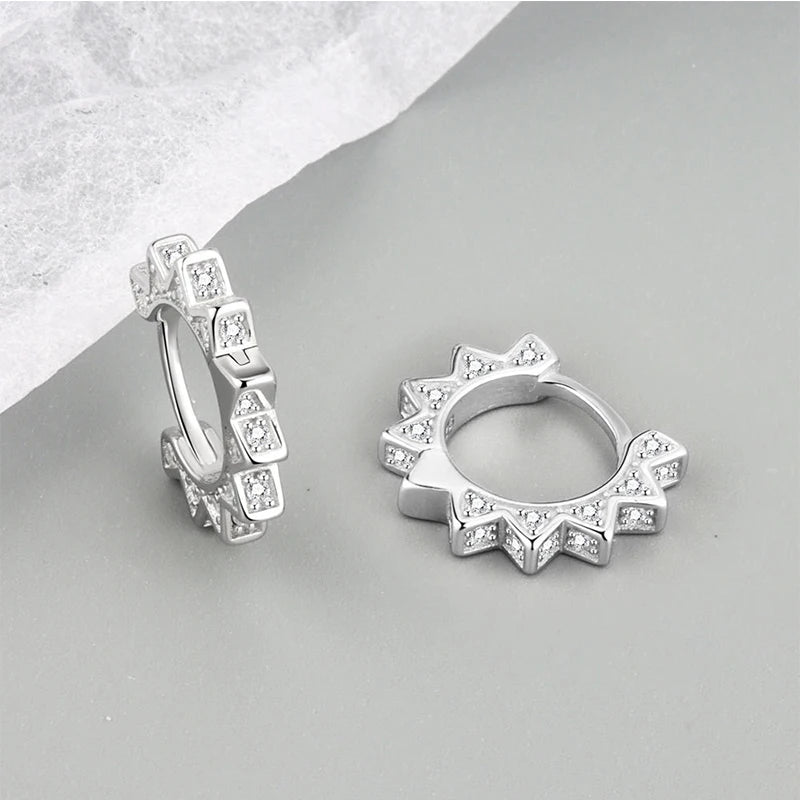 ANENJERY CZ Zircon Circle Hoop Earrings for Women Men Punk Trendy Party Accessories Fash detail view