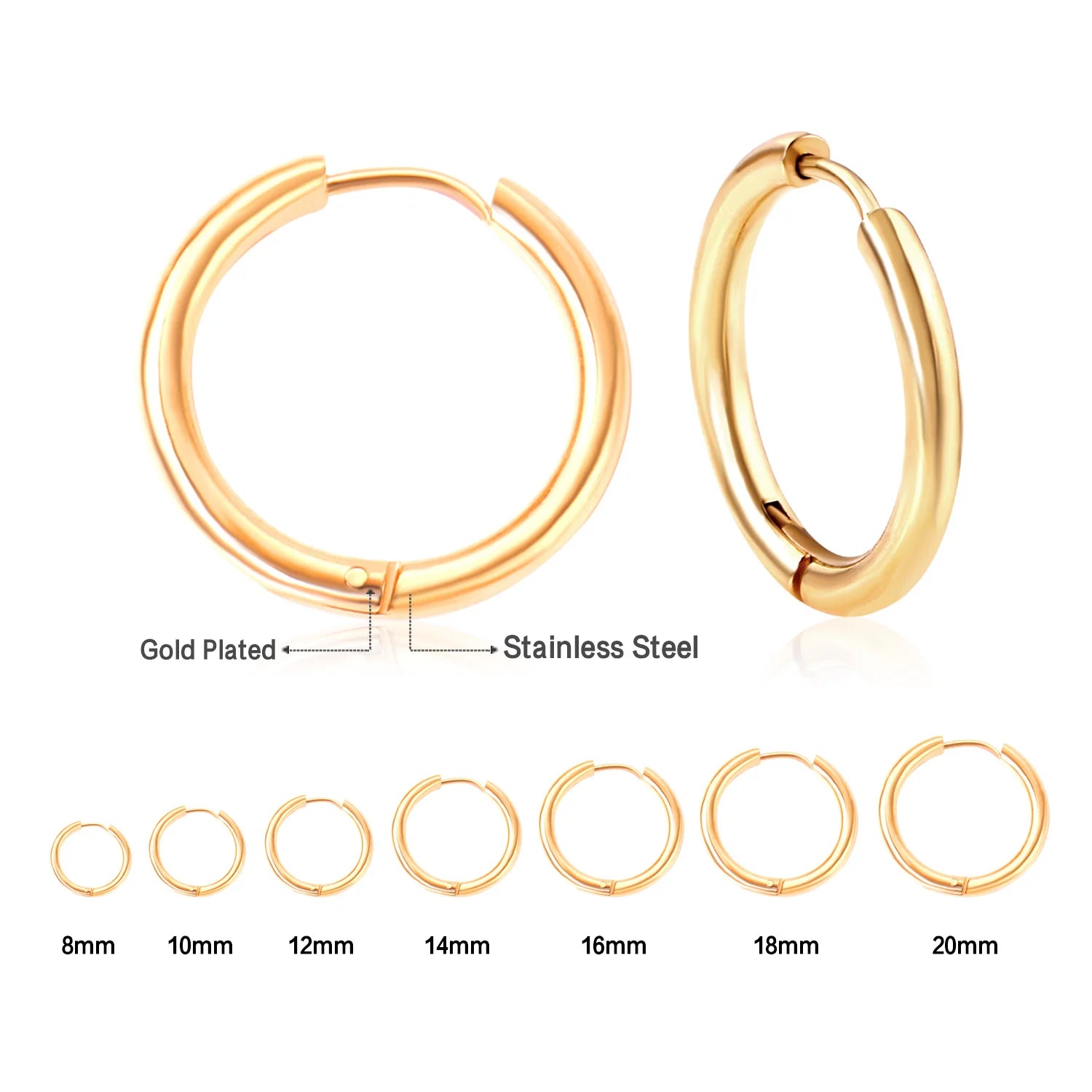 LUXUSTEEL U-Shaped and Geometric Hoop Earrings | Anti-Allergy Stainless Steel Earri additional angle