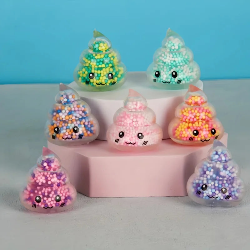 2PCS Squishy Poop Stress Relief Balls Colorful Fidget Toys for Girls Kids Easter Baske close-up view