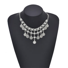 Vintage Coin Tassel Necklace | Bohemian Ethnic Charm Choker for Women alternate view