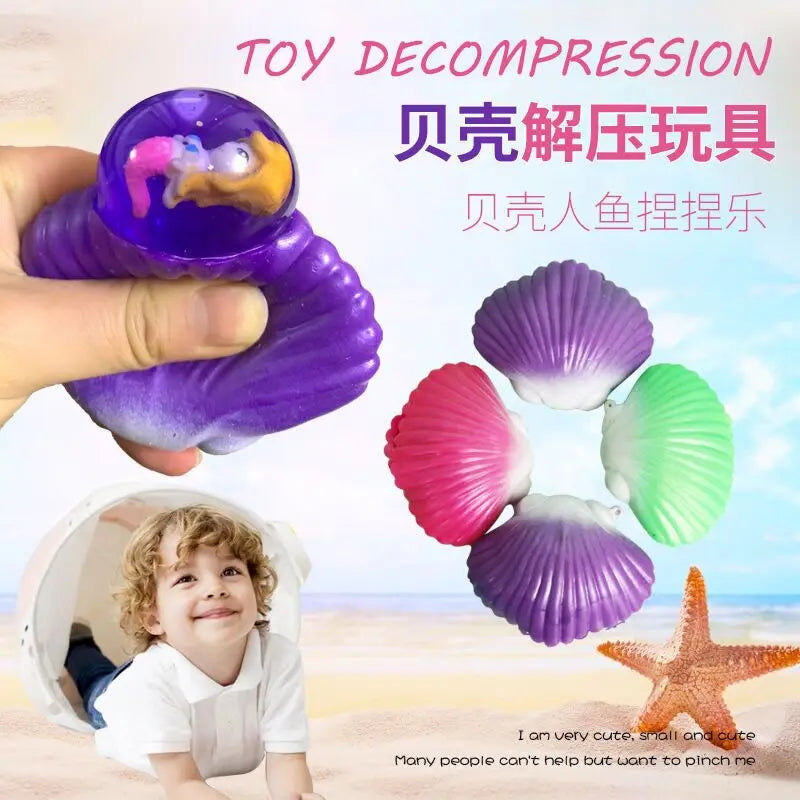 Creative Hand Pinch Shell Decompression Toy Trick Decompression Mermaid Ball Classic Toy detail view