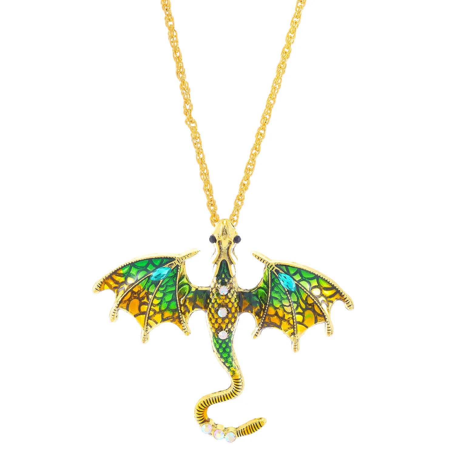 Goth Fly Dragon Pendant Necklace | Punk Snake Chain Choker for Men and Women detail view
