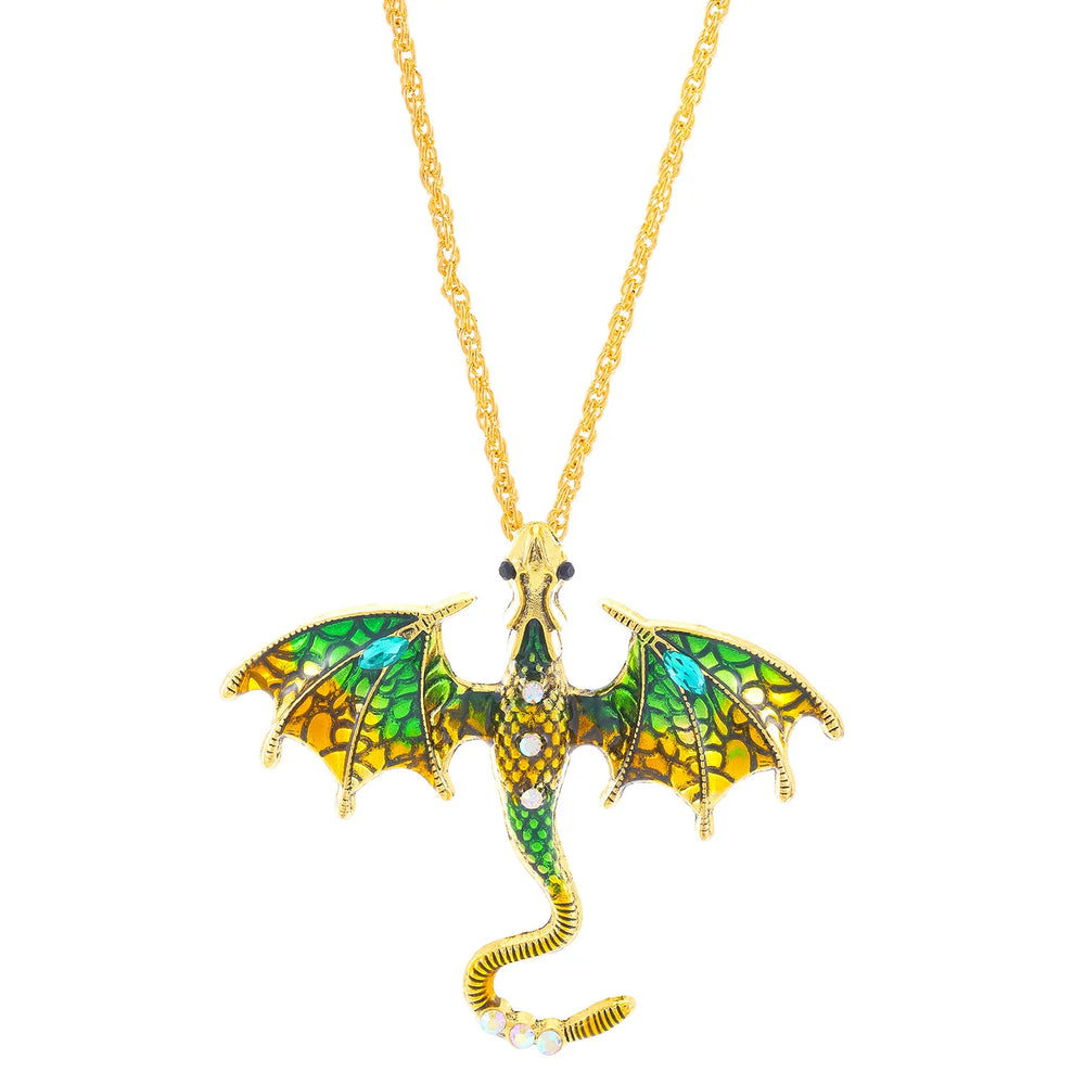 Goth Fly Dragon Pendant Necklace | Punk Snake Chain Choker for Men and Women detail view