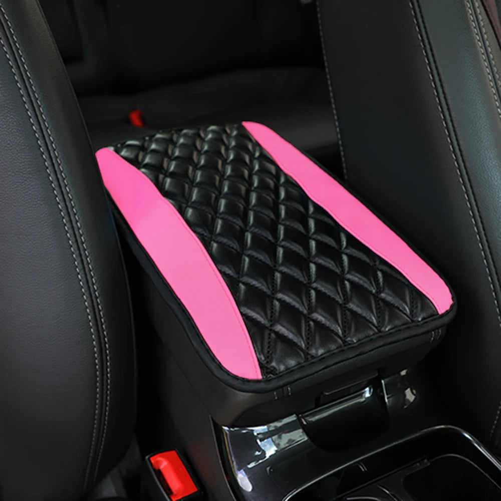 PU leather multi-color three-dimensional embroidered car armrest cushion, center cons lifestyle view