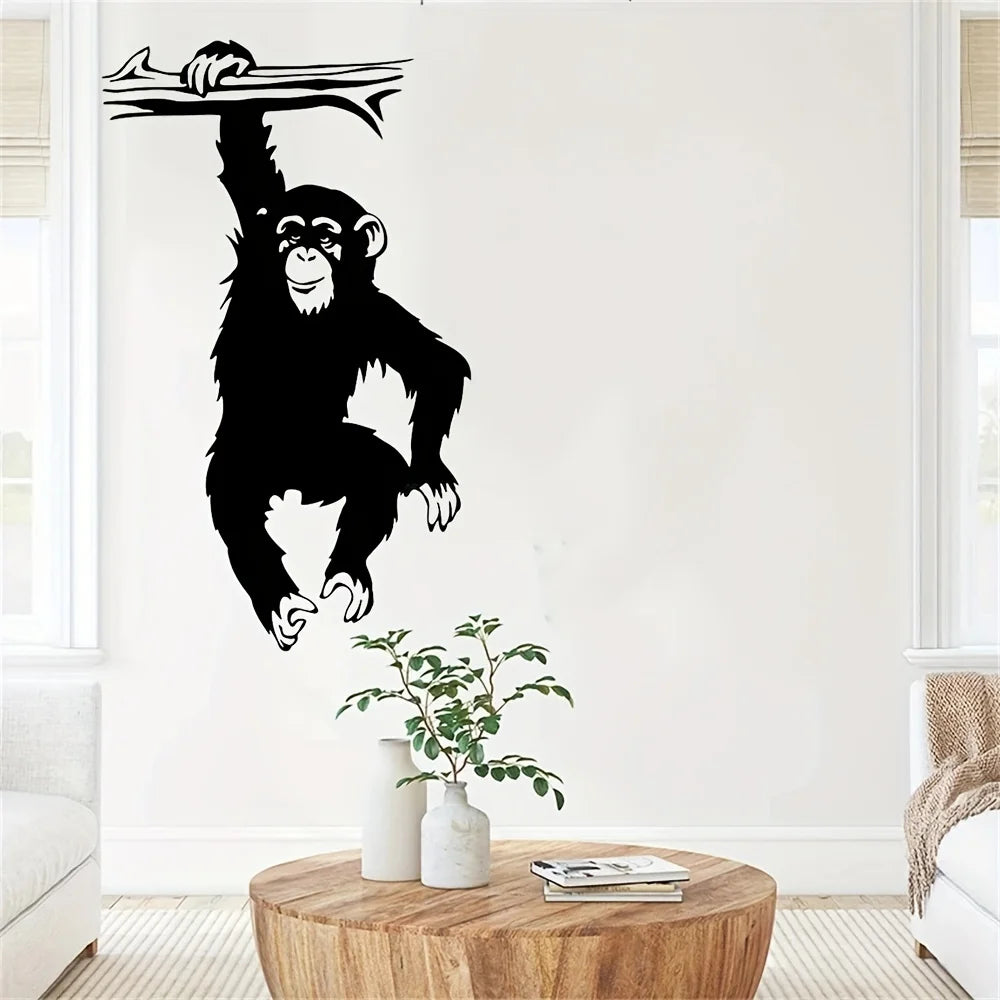 Large Funny Monkey Tree Wall Stickers | Cartoon Jungle Animal Vinyl Decal for Kids Roo close-up view