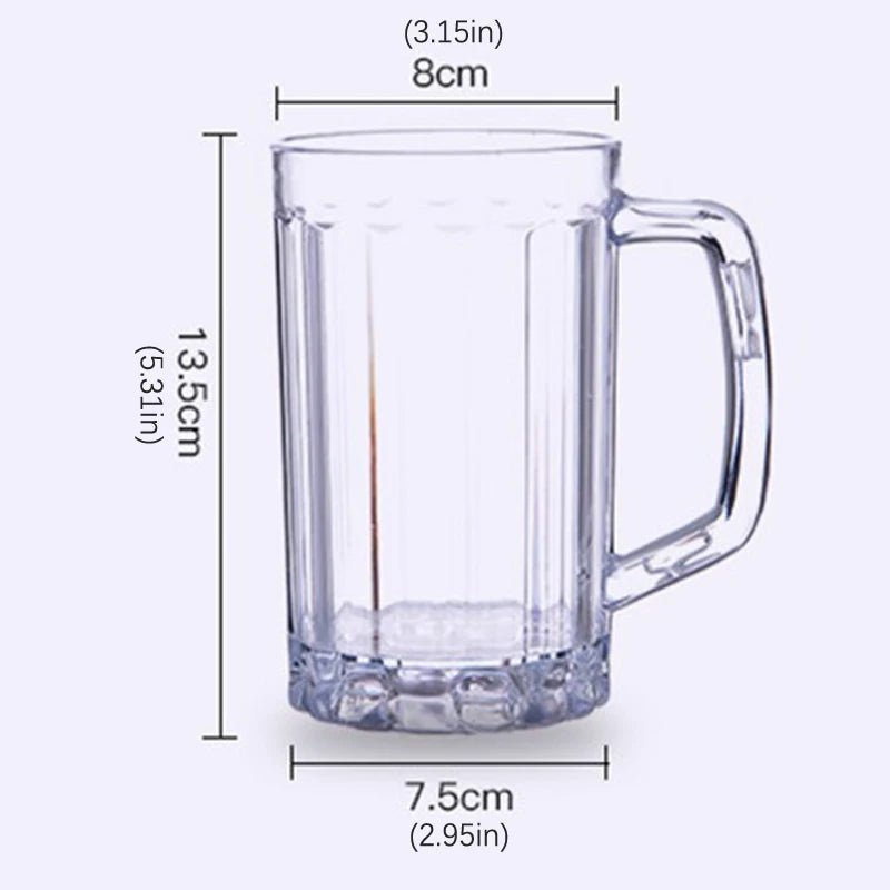 500ML Transparent Beer Mug Plastic Unbreakable Breakfast Milk Coffee Juice Water Cu additional angle