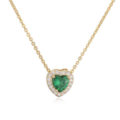 HECHENG Luxury Colored Crystal Heart Pendant Ocean Heart Necklace Brass Golden Plated close-up view