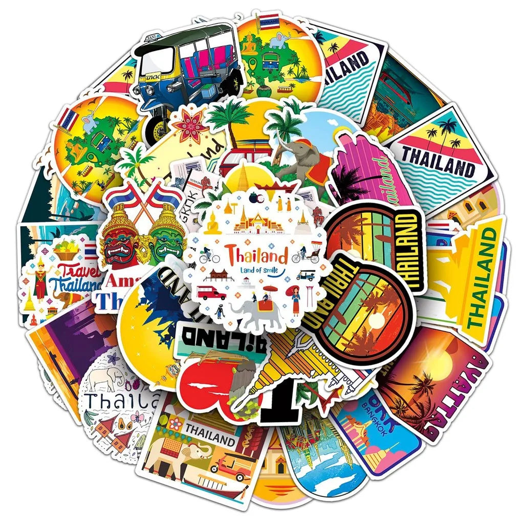 Thai Scenery Graffiti Stickers 50 Pack | Travel-Themed Decals for Laptops and Phones alternate view