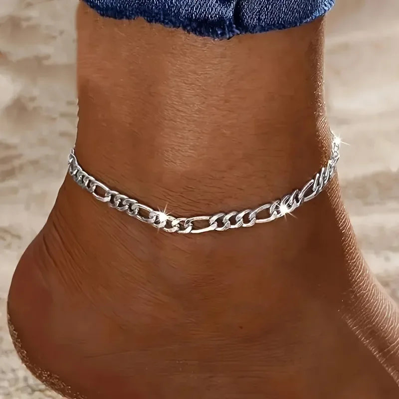 Hot Luxury 925 Sterling Silver Bracelets Anklet Y2K 4MM Chain for Women Men Wedding Pretty Jewelry A