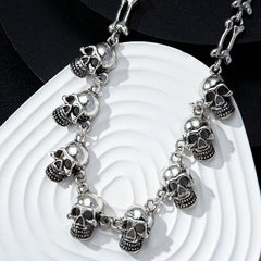 Gothic Skull Choker Necklace | Multiple Skull Connected Gothic Jewelry for Women alternate view
