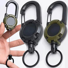 Retractable Heavy Duty Pull Reel Carabiner Key Chains Strong Steel Wire Rope Buckle Spring Key Ring