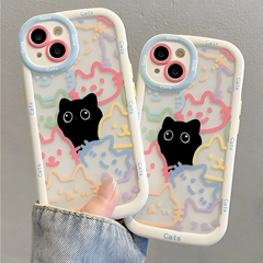 Cut Cat Aninal Phone Case For iPhone 15 Funda iPhone 16 17 Pro Max 11 13 14 12 7 8 Plus SE 2020 Air