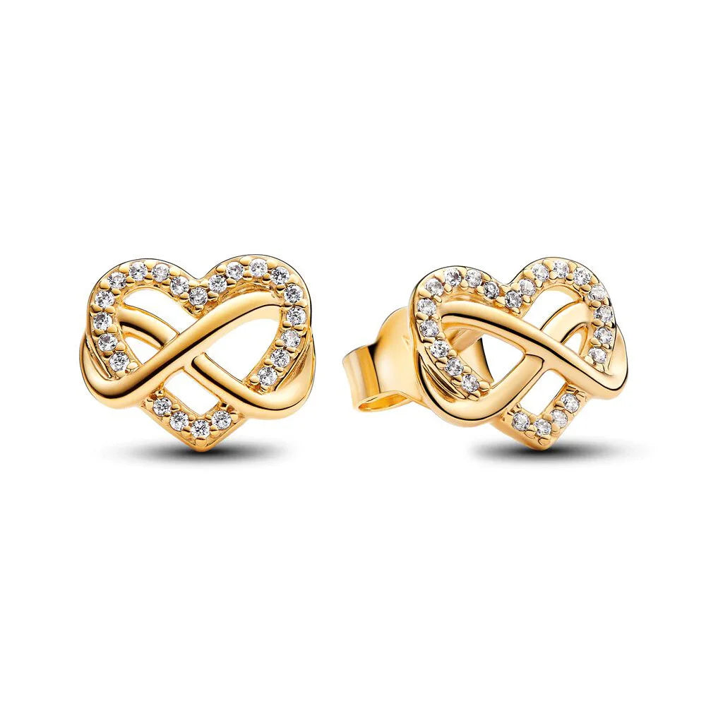 Hot Sell 925 Silver Hoop Unlimited Love Shell Flowers Gold Round Heart Pendant Earrin alternate view