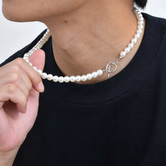 8mm Pearl Necklace for Men Women,White Imitation Pearl Beaded Collar,Casual Jewelry G alternate view