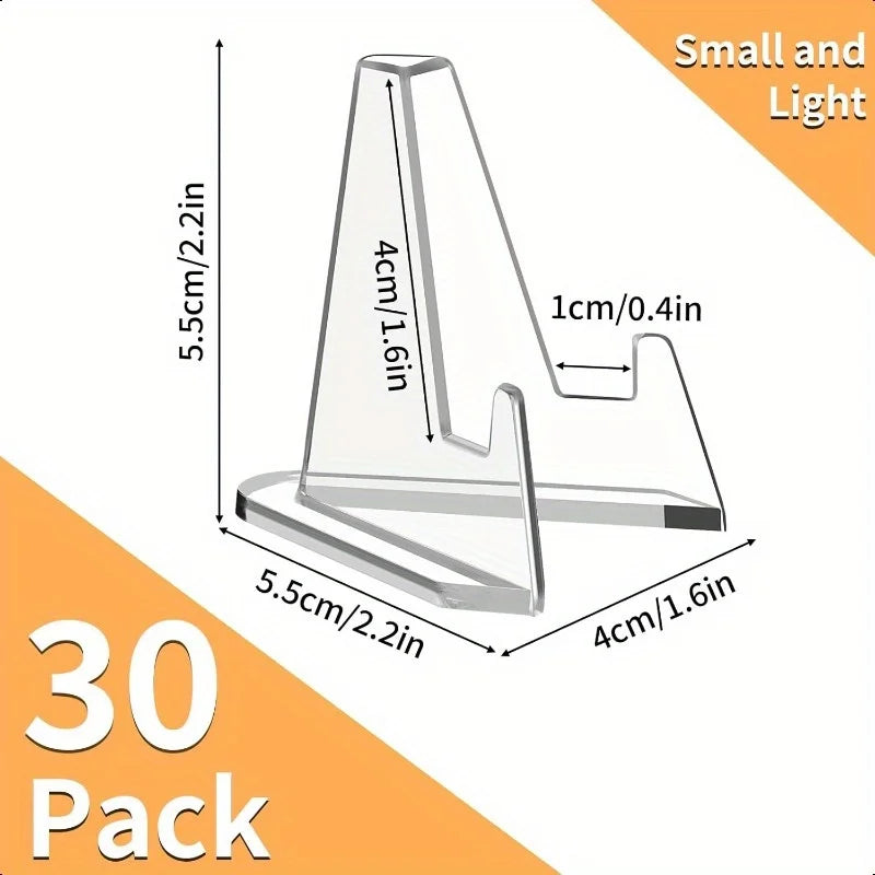 30PCS Acrylic Coin Display Stand Transparent Triangle Business Cards Photos Small Plates detail view