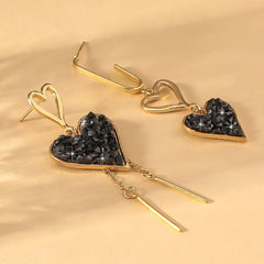 2PC Women's Fashion Irregular Peach Heart Earrings | Drop Earrings for Date Party Gift close-up view
