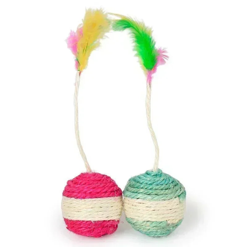 Cat Sisal Scratching Ball Toy | Interactive Feather Toy for Kittens lifestyle view