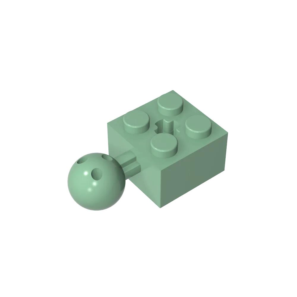 Gobricks GDS-976 Technical Brick Modified 2 x 2 with Ball Joint and Axle Hole | Compat close-up view