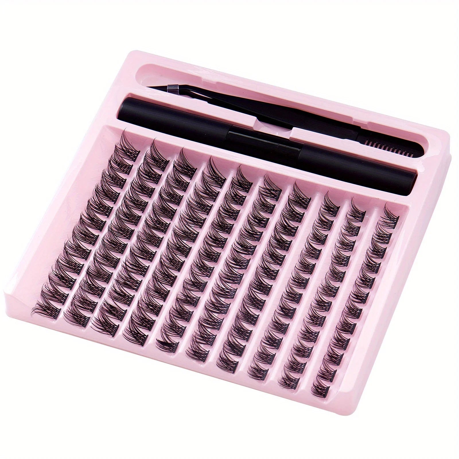 DIY Lash Extension Kit with Waterproof Strong Hold Lash Bond And Seal Lash Clusters Plus Eyelash Tweezers