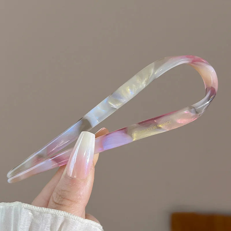 Retro U-shaped Acetate Hairclip for Women Elegant Temperament Ponytail Hairpin Fashion G detail view