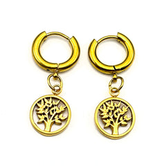 Tree Of Life Drop Earring For Women Men Stainless Steel Gold Color Spiritual Nature Insp detail view