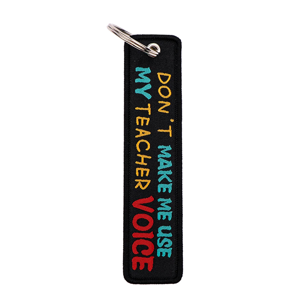 Embroidered Quote Key Fob | Personalized Gift Keyring close-up view