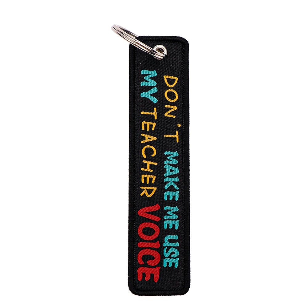 Embroidered Quote Key Fob | Personalized Gift Keyring close-up view