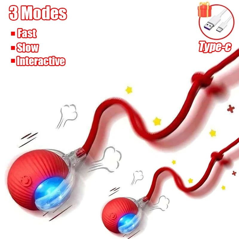 New Cat Interactive Ball Toy Automatic Rolling Ball Faux Tail Rechargeable Smart Pe additional angle