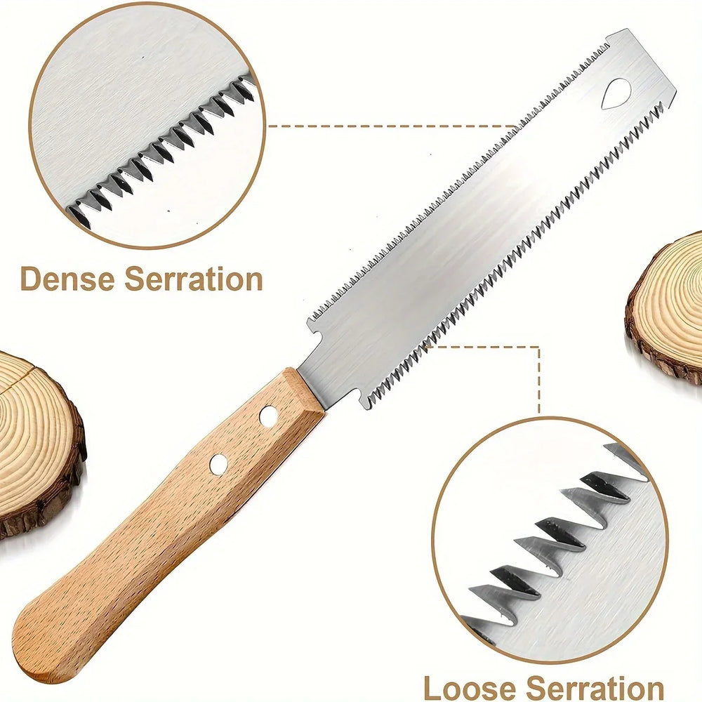 6-Inch Hand Saw with Double-Sided Flexible Blade | Flush Cutting Woodworking Tool close-up view
