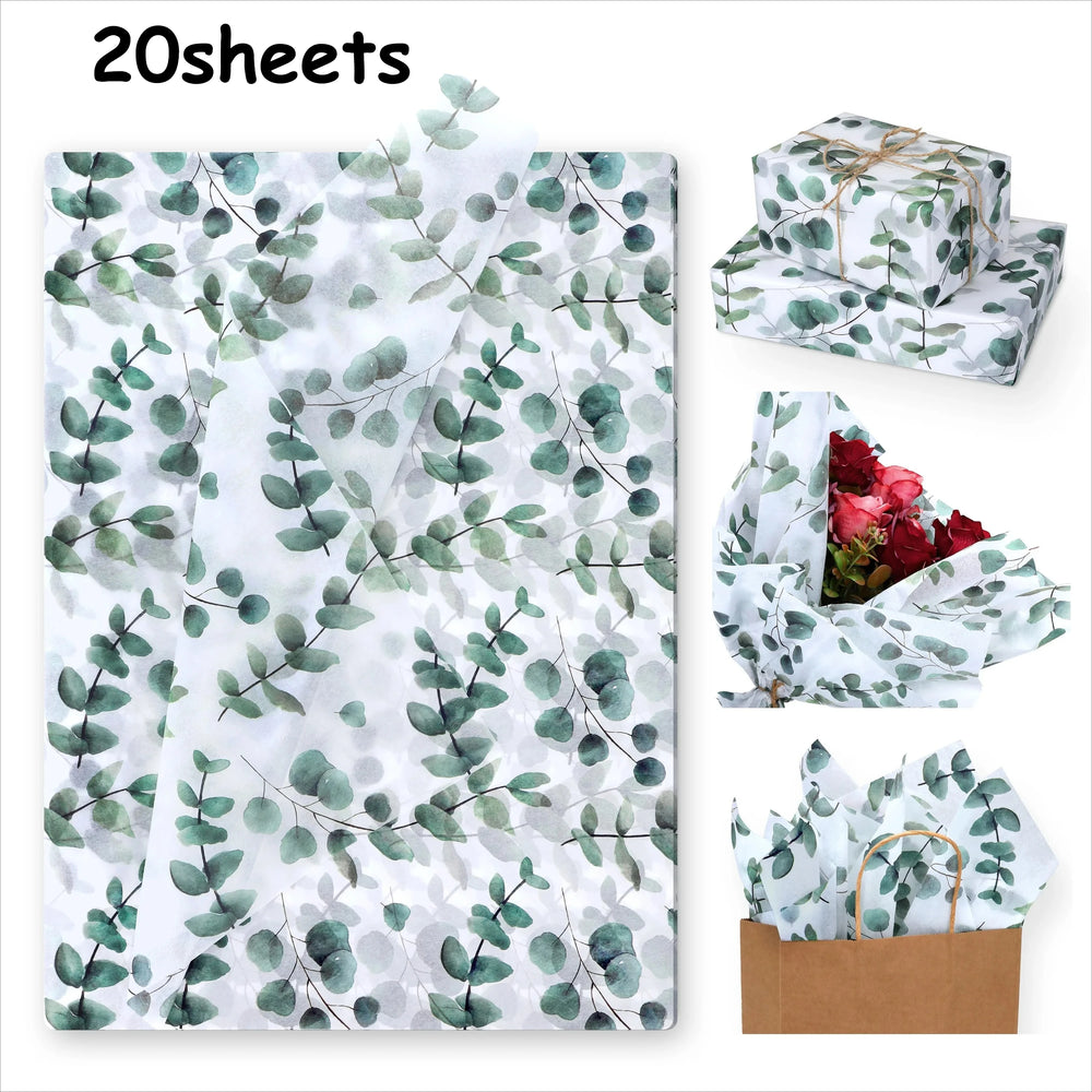 50/20sheets Eucalyptus & Snow Pear Tissue Paper - For Christmas Wrapping Paper Gift W alternate view