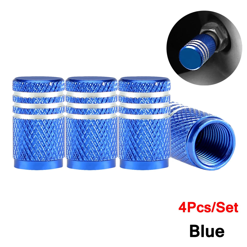 DSYCAR 4Pcs Silver Car Tire Valve Stems Cap Knurling Style Tire Valve Cap Aluminum Tire detail view