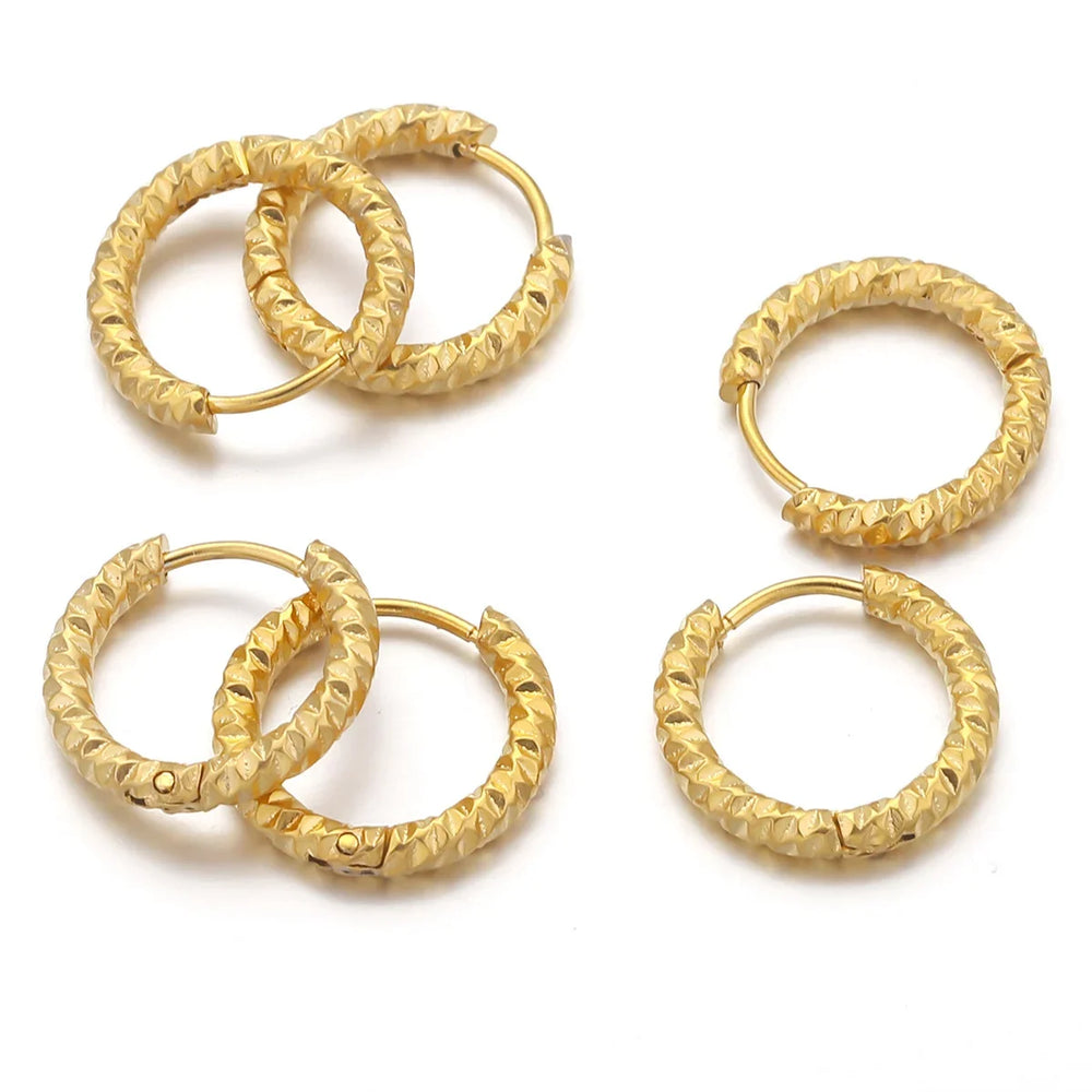 6pcs Stainless Steel Rectangular Textured Earrings | 18K Gold Plated DIY Jewelry Finding detail view