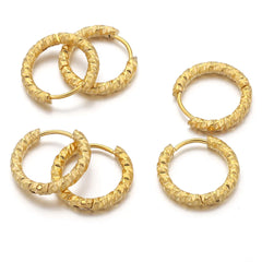 6pcs Stainless Steel Rectangular Textured Earrings | 18K Gold Plated DIY Jewelry Finding detail view