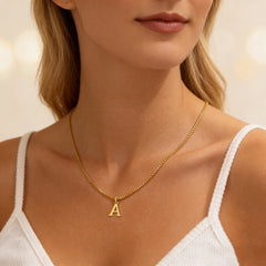 A-Z Initial Necklace 18K Gold Plated Necklace Cute Letter Stainless Steel Necklace for W detail view