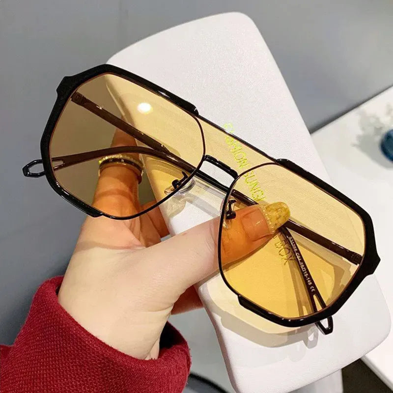 Trendy Polygonal Punk Sunglasses Oversized Advanced Sense One Piece Large Frame Glasses Steampunk Eyewear UV400