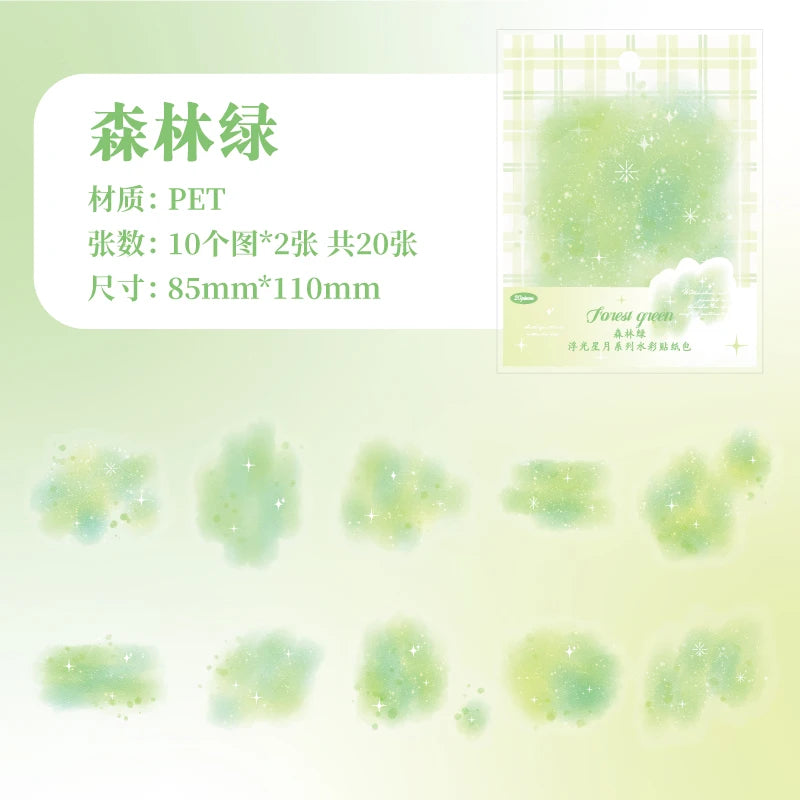 Yoofun 20pcs Watercolor Landscape Stickers | PET Collage for DIY Journal additional angle