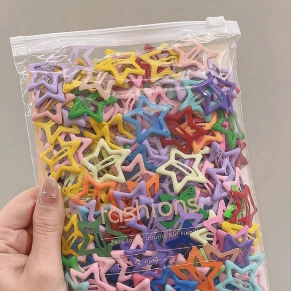 10/30/50pcs Colorful Star BB Hair Clips Girls Y2K Cute Star Barrettes Women Simple Metal Snap Clip H