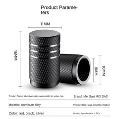 4Pcs Car Tire Valve Stems Cap Knurling Style Tire Valve Cap Aluminum Tire Wheel Stem A close-up view