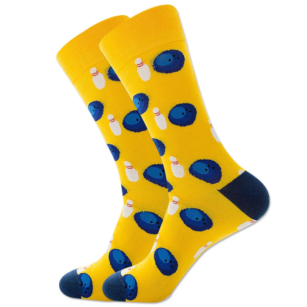 New Happy Mens Socks Women Novelty Cartoon Sock Combed Cotton Funny Men's Big Size Cre close-up view