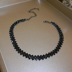 Simple Rhinestone Choker Necklace | Light Luxury Collarbone Chain for Women close-up view