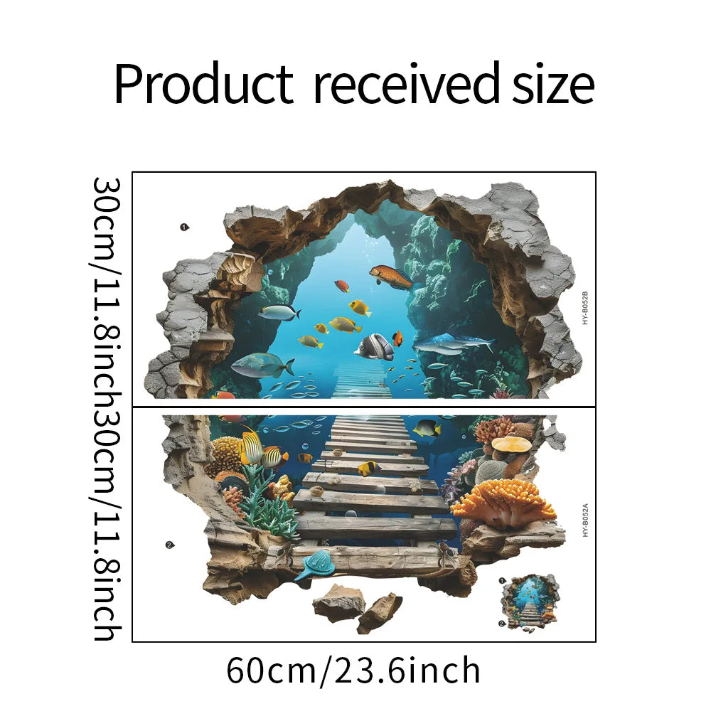 3D Underwater World Wall Stickers | Boys Room Ocean Decor Set additional angle