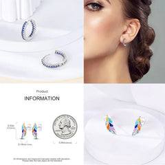 Hot Classic Original 925 Sterling Silver Earrings Colorful Circle Hoop Earrings For Wo close-up view