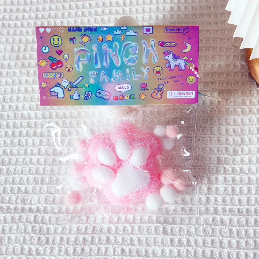 Taba Squishy Bow Cat Paw Fidget Toys | Cute Pink Cat Foot Slow Rebound Toy alternate view