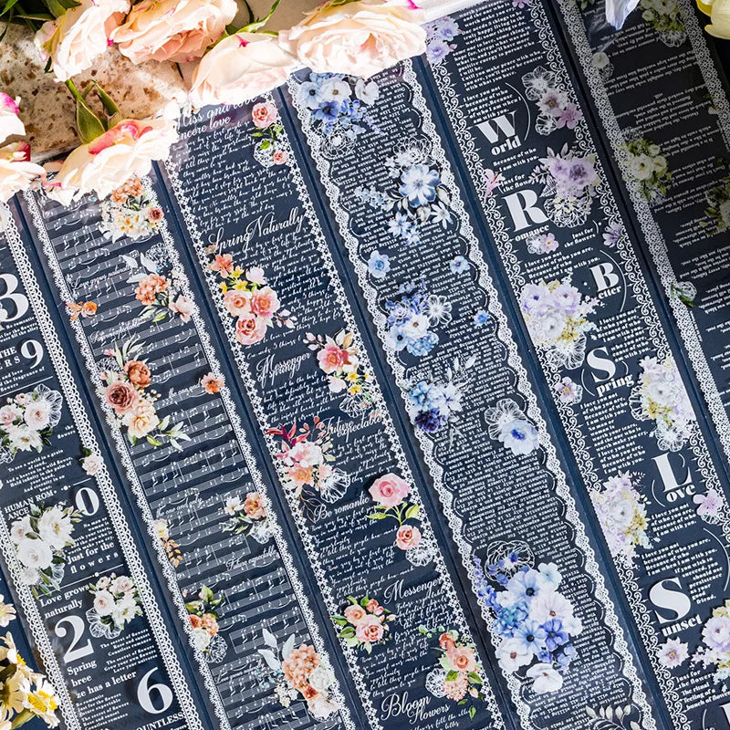 6 Styles Decorative Lace Flower Tape Set | DIY Collage PET Stickers alternate view