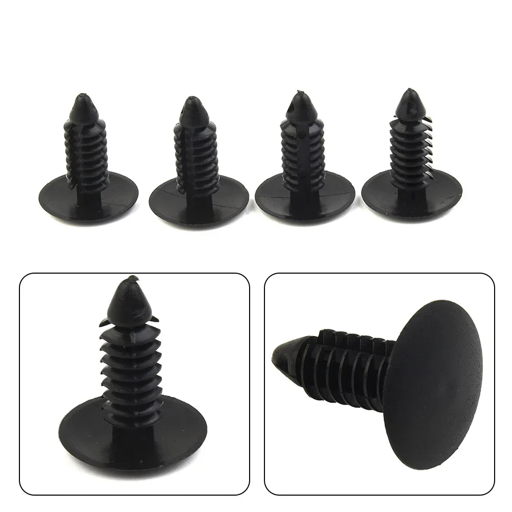Gloss Black Plastic Plate Hole Clips for 6-7mm Holes, Set of 4 detail view