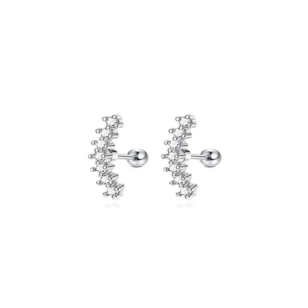 2pcs Hypoallergenic Stainless Steel Cartilage Stud Earrings,Eye Flame Moon Barbell Ba alternate view