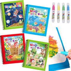Children Animal Cartoon Painting Book Reusable Water Drawing Book With Pen for Kids Toddlers Early D