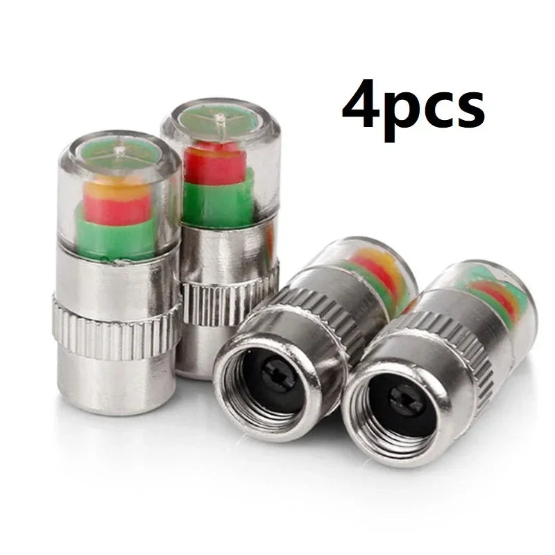 NEW 4pcs Car Tire Pressure Indicator Gauge Alert Monitoring Valve Cap Sensor External alternate view