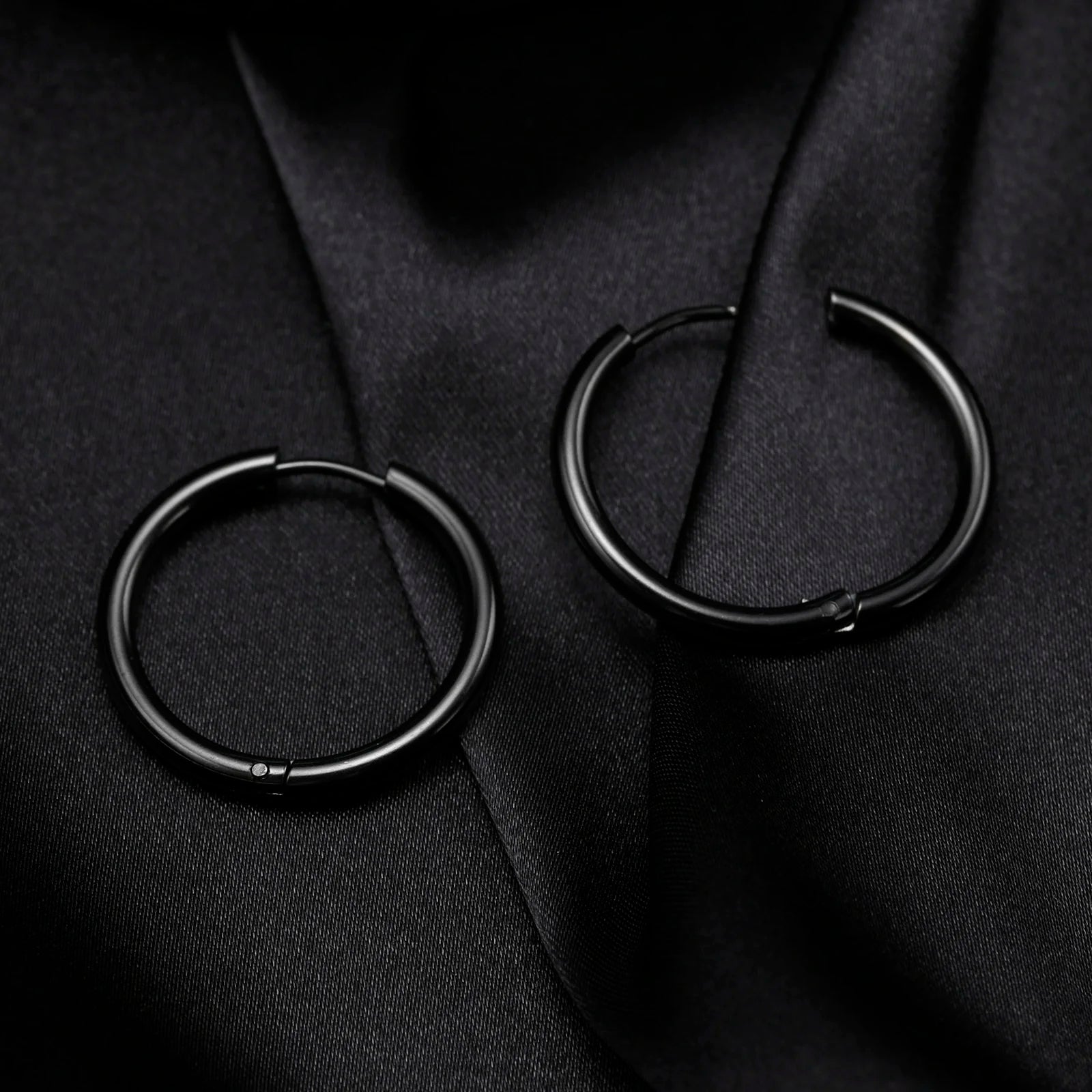 Classic Stainless Steel Hoop Earring for Men Boys | Anti Allergy Metal Huggies Earring detail view