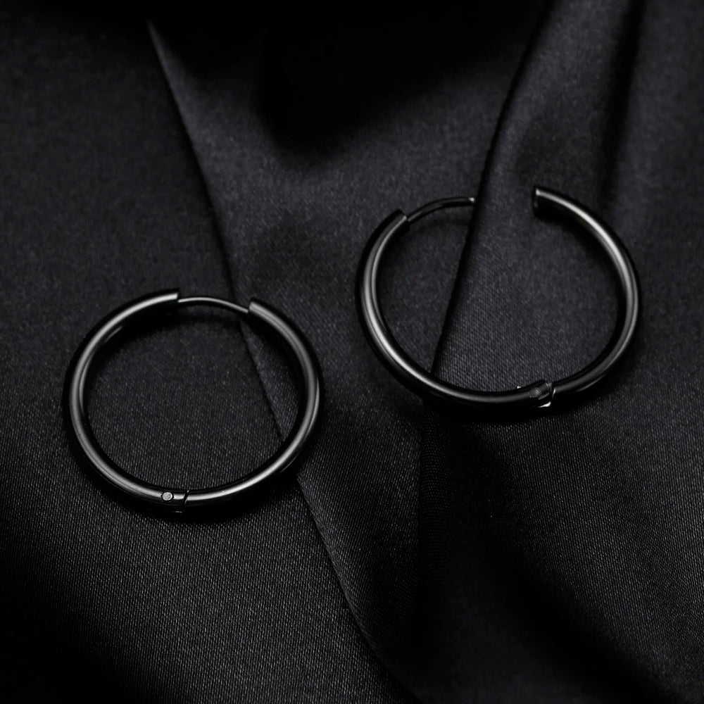 Classic Stainless Steel Hoop Earring for Men Boys | Anti Allergy Metal Huggies Earring detail view